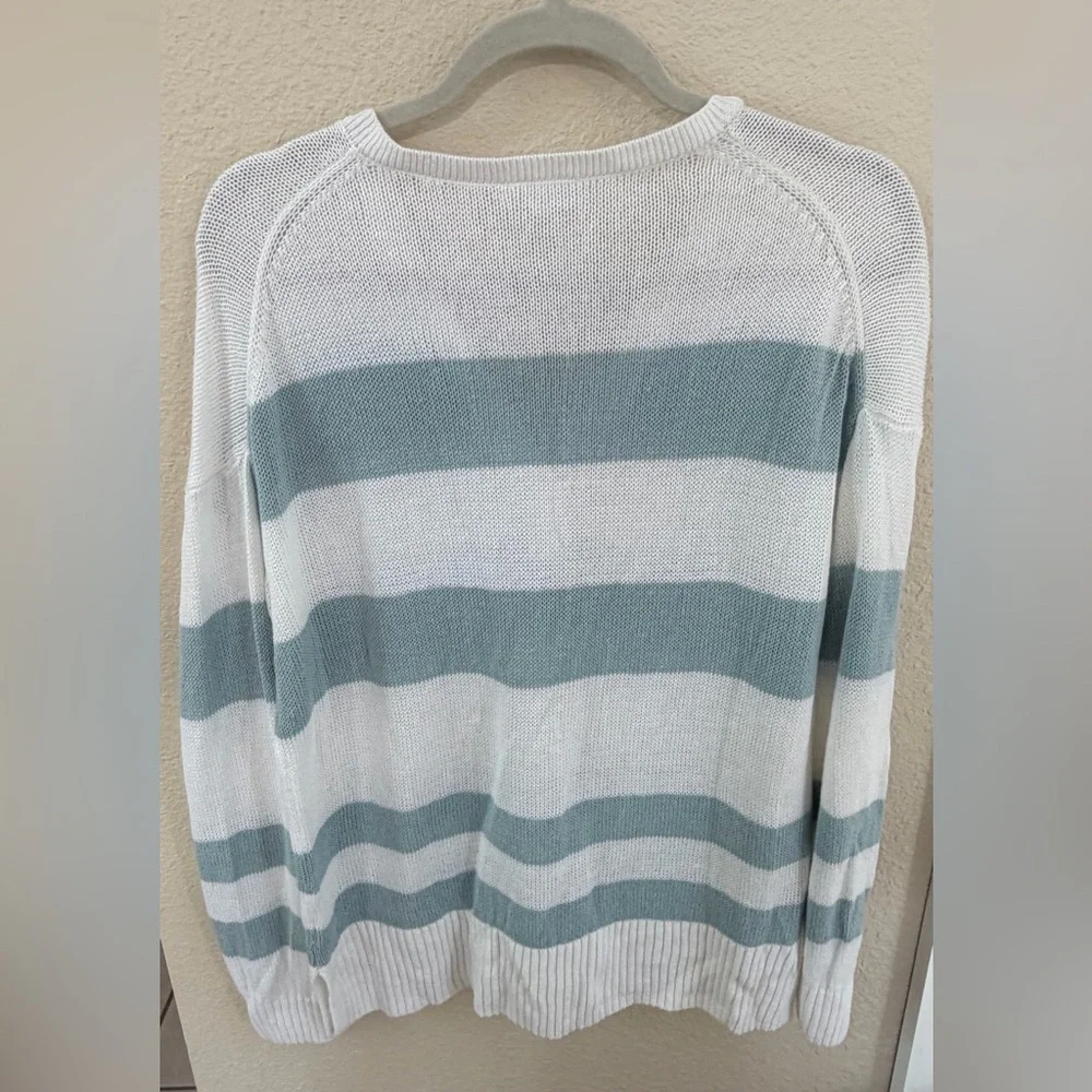 Haven Well Within linen & organic cotton sweater. EUC, size M. White & Seafoam. - Picture 4 of 5